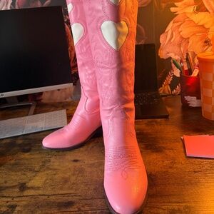 Pink Heart Cowboy Boots